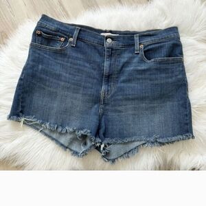 Levi’s High Rise Denim Shorts Size 34 Raw Hem